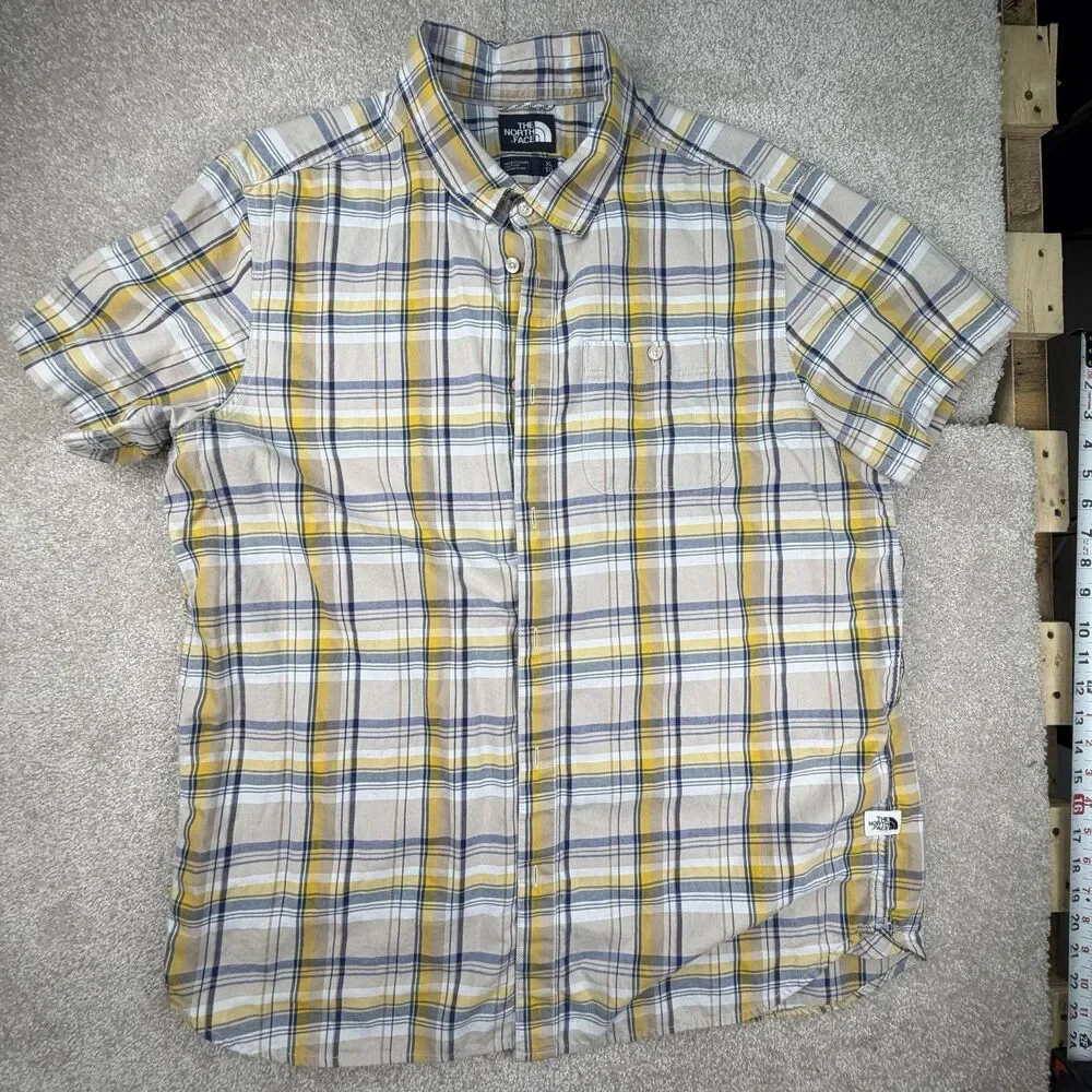 The North Face Mens Shirt Size XL‎ Blue Yellow Plaid SS Buttonup